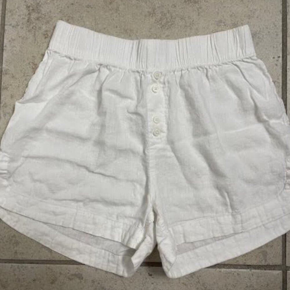 Target Women's Boxer Shorts White Small Linen Blend Sleepwear Loungewear
